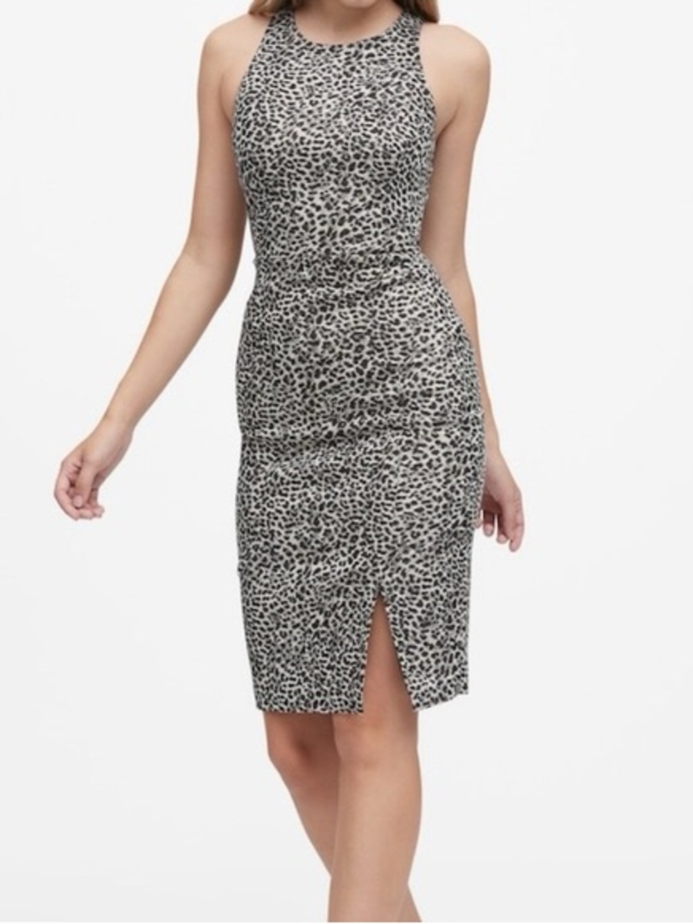 Banana Republic Metallic Leopard Print Dress Size 0 Gold Shimmer
